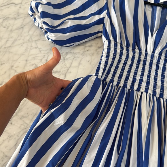 AYR The Puff Sleeve Midi Dress in Marais Blue Regatta Stripe Size S - Picture 10 of 12